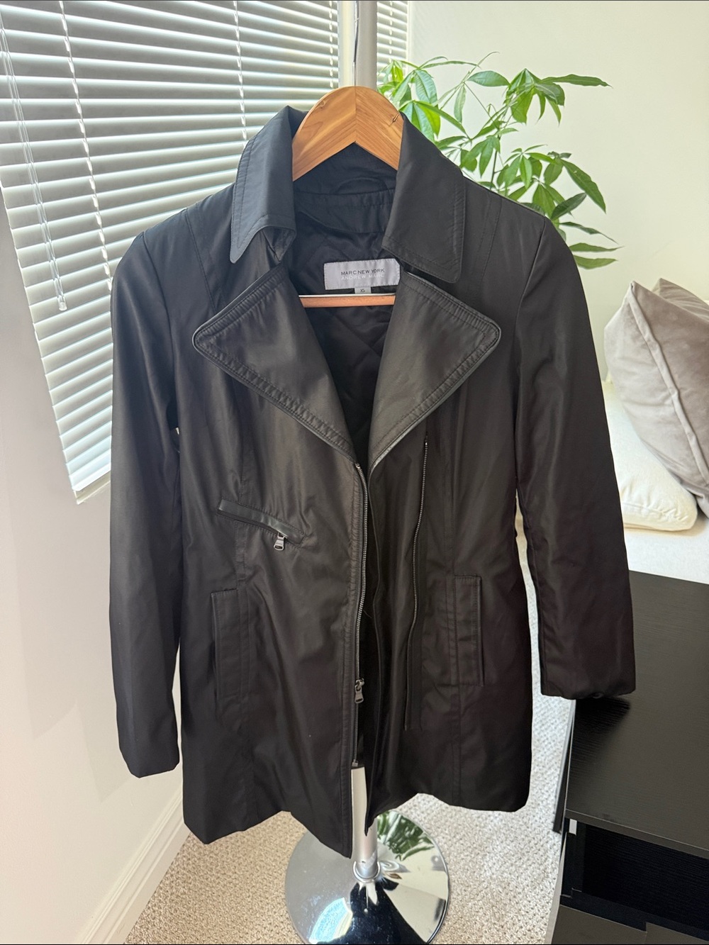 Marc New York Black Women's Trench Coat